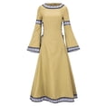 thumbnail image 5 of XVJRHAK Shift Dresses for Women 2024 Women Medieval Dress Renaissance Fit Irregular Long Sleeve Cosplay Maxi Dress Maxi(Brown,XXXXXL), 5 of 9
