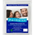 Permalux Waterproof 2Pack Pillow Protector Set Featuring Antibacterial