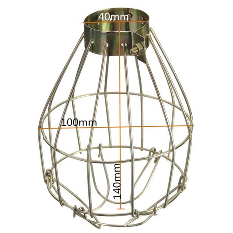 Hanging Flat Metal Lampshade Bulb Cage Holder with Wire Pendant Light 