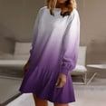 thumbnail image 3 of Annhoo Sweatshirt Dresses Women Fall Fashion Gradient Colour Crewneck Mini Dress Long Sleeve Pleated Dress, 3 of 6