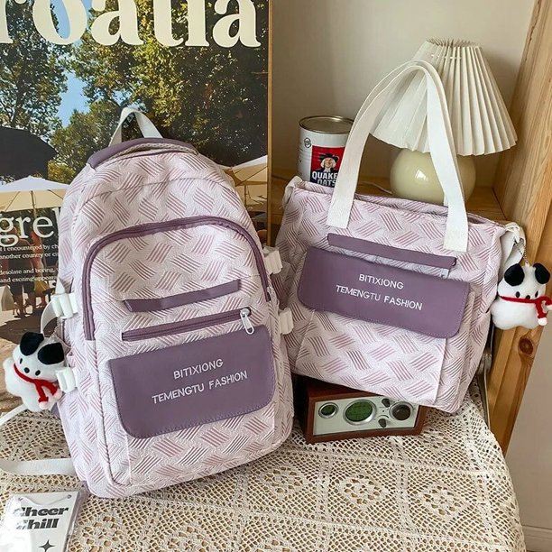 Student Schoolbag Set Fashion Casual Large Capacity Outdoor Travel Backpack Teen Girls School Backpack Handbag 2pcs Matching Set