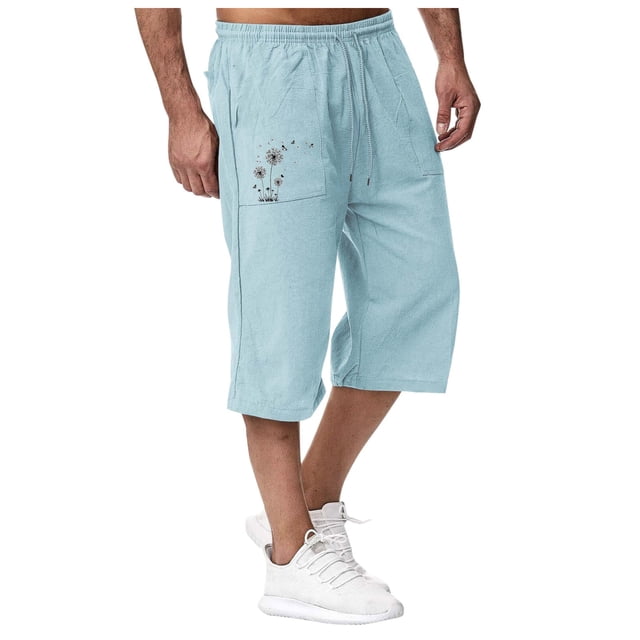 YDLCAFD Men Pants Casual Slim Jogging In Spring And Summer Relaxing And Relaxing Beach Vacation Nine Point Sweatpants