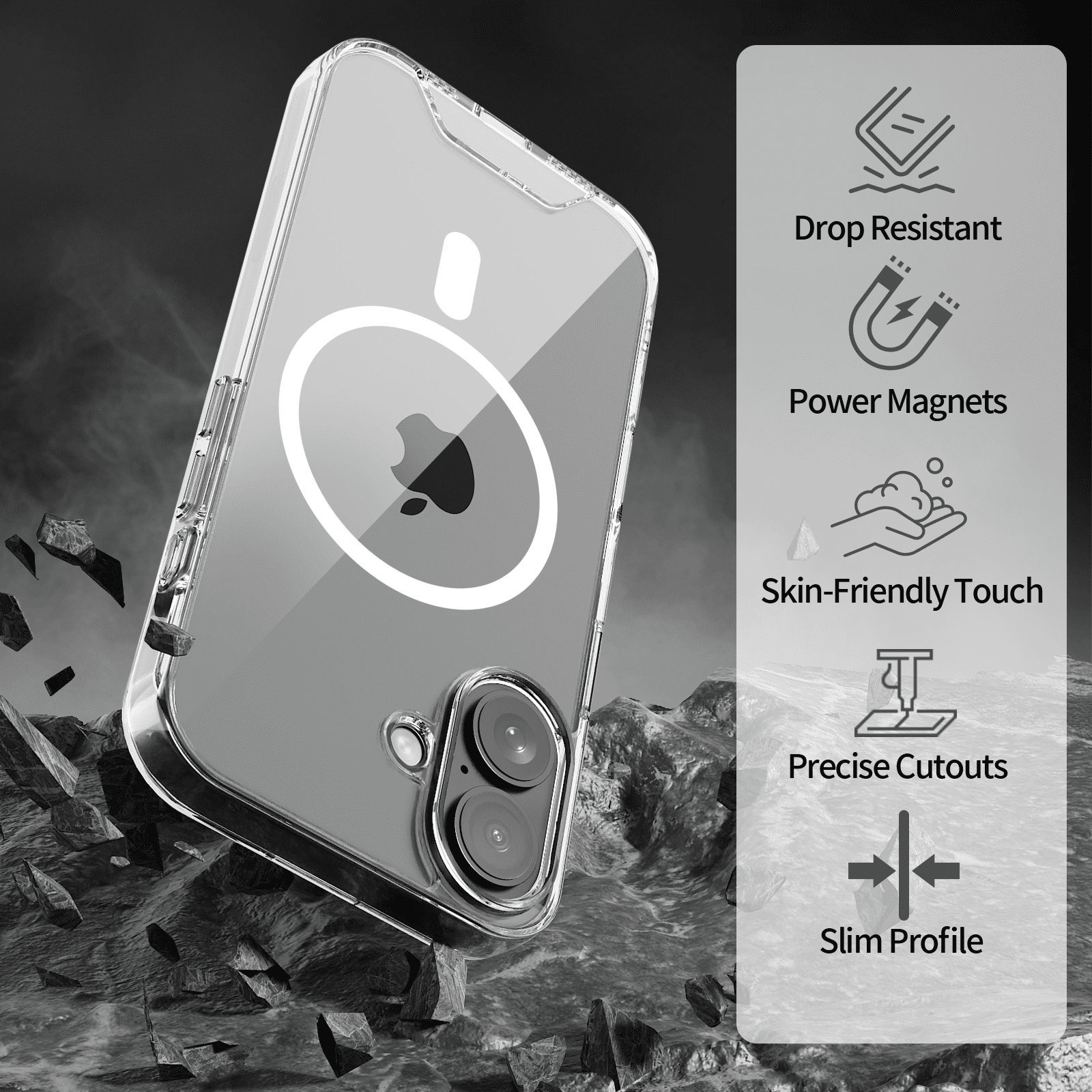 SZPSGC for iPhone 16 Case, Compatible with MagSafe, Anti-Fingerprint & Anti-Scratch, Slim Clear Shockproof Military-Grade Protective Case for iPhone 16, Clear