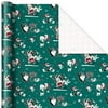 Looney Tunes™ Characters on Green Christmas Wrapping Paper, 35 sq. ft.
