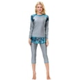 thumbnail image 2 of IBTOM CASTLE Women Burkini Swimsuits Modest Muslim Swimwear Islamic Long Sleeve Full Cover Hijab Top Skirted Swim Capris ​Pants Set 2XL Gray, 2 of 8