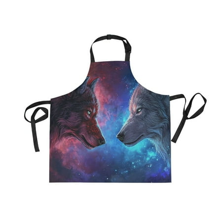 

JSTEL Wolves in Galaxy Apron with 2 Pockets for Women Men Adjustable Garden Bib