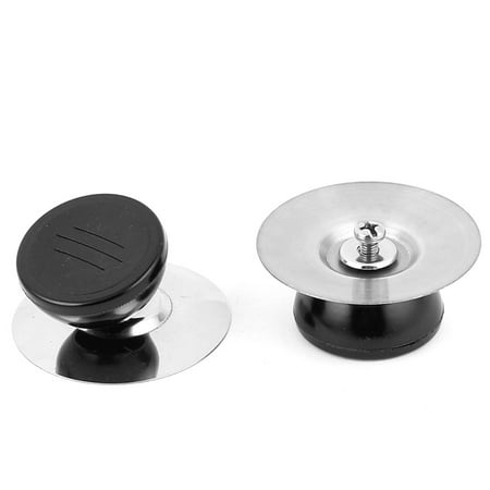 9 Glass Pan Lid Unique Bargains Kitchen Cookware Metal Pan Glass Circle Lid Holding Cover Handle Knob Grip 2pcs ()