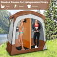 thumbnail image 2 of WYDK Double Room Shower Tent, Oversize Space Privacy Tent with Floor, Removable Rain Fly, Inside Pocket, Clothesline, Top Hook, Portable Outdoor Changing Tent for Dressing, Camping, Toilet(Coffee), 2 of 18
