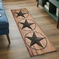 thumbnail image 3 of 2'x6' Rug Runners for Hallways Kitchen, Western Star Retro Non Slip Entryway Beside Floor Carpet Runner, Country Farmhouse Brown Wooden Grain Laundry Room Bedroom Throw Rugs Mat for Family Pet, 3 of 8
