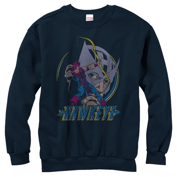 Men's Marvel Hawkeye Classic Ready Aim Fire Sweatshirt Navy Blue 2X Large