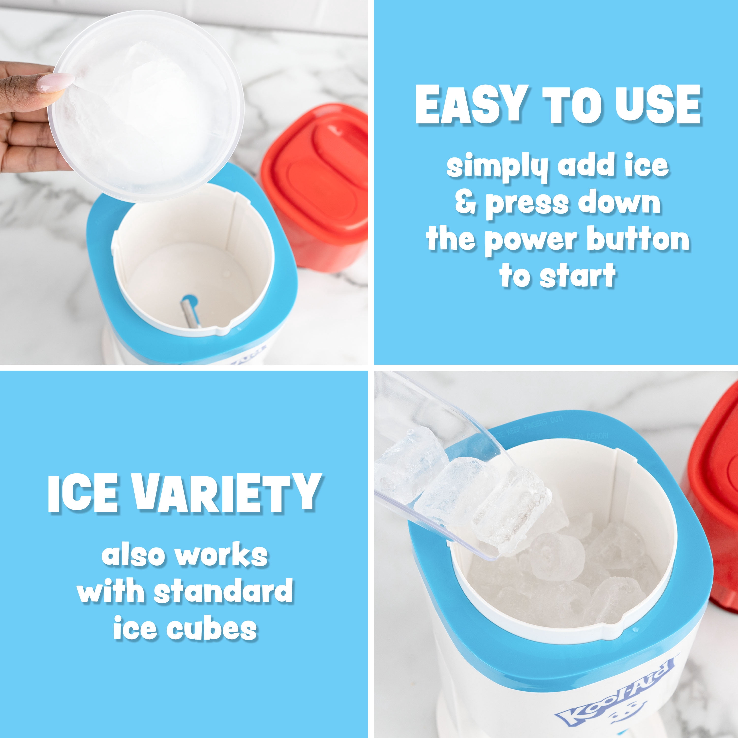 Kool-Aid Snow Cone Maker Party Kit, (3) 16oz Flavored Syrups, 20 Cones and Spoon Straws, Bomb Pop