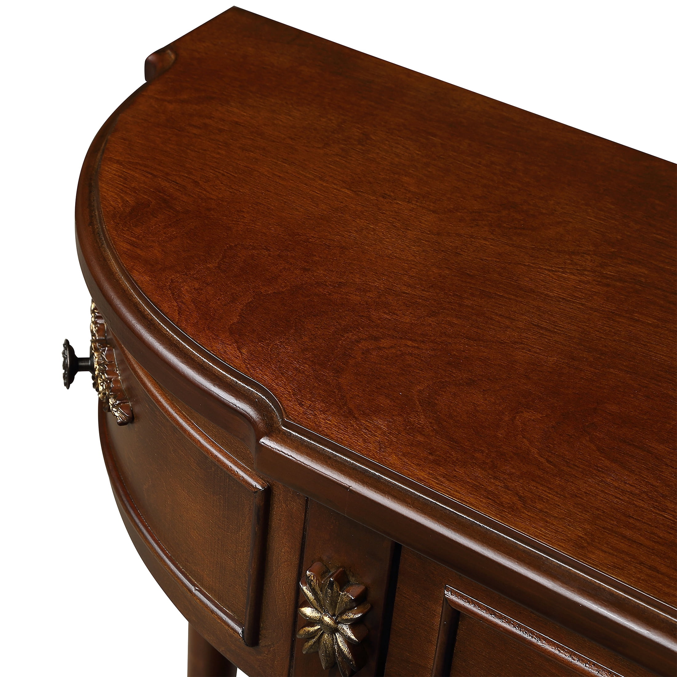 PORKISS 52" Solid Pine Wood Console Table with 2 Drawers, Vintage Farmhouse Entryway Table with Roman Legs, Rustic Sofa Table with Bottom Shelf for Living Room, Hallway & Foyer, Cherry