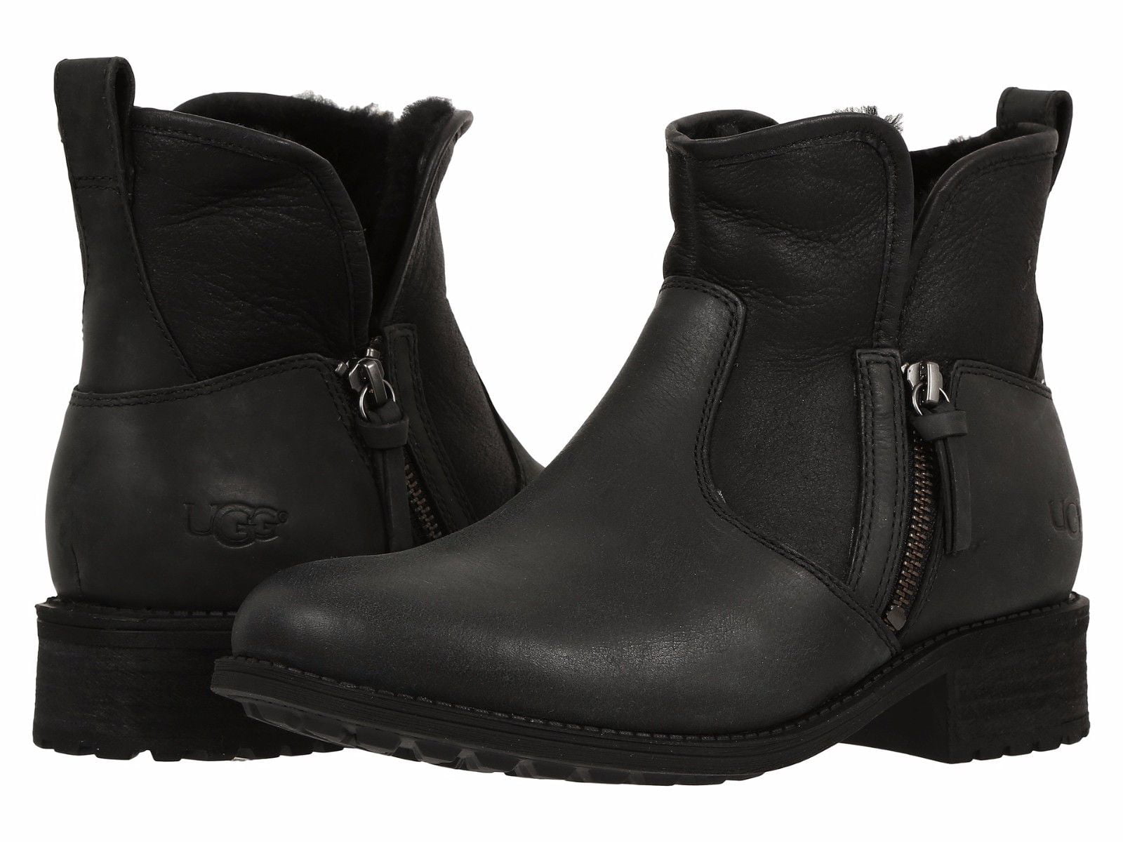 ugg lavelle zip boots black leather