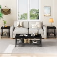 thumbnail image 6 of MIERES Living Room Coffee Table Set, Coffee Table and Side Table Combination, Metal Frame Coffee Table Set, Suitable for Living Rooms, Apartments, Offices, Black, 6 of 12