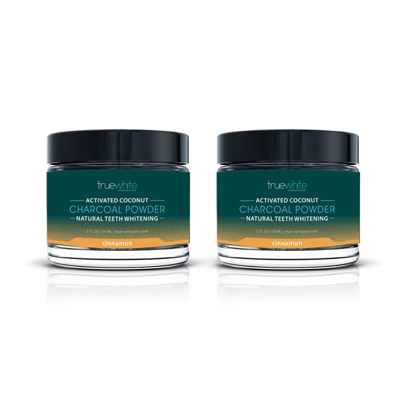Million Dollar Smile tw-accp-cn2 truewhite Teeth Whitening Charcoal Powder Cinnamon Flavor 2pk