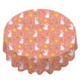 thumbnail image 2 of Easter and Eggs Coral Pattern Round Tablecloth 60", Wrinkle-Resistant Wipeable Cover for Kitchen, Dining, Picnic & Patio, 2 of 6