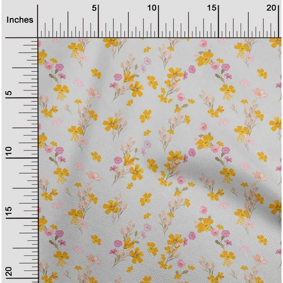 oneOone Cotton Cambric Light Gray Fabric Florals Dress Material Fabric Print Fabric By The Yard 42 Inch Wide-YUW