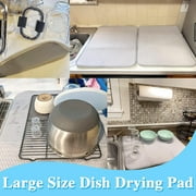 Emapoy 2 Pcs Dish Drying Mat, 23.6 x 17.7 inch Absorbent Dish Drainer Kitchen Counter Mat, Gray