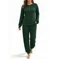thumbnail image 2 of UVN Pajama Sets for Women Waffle Knit Lounge Sets Long Sleeve Henley Shirts and Long Pants Sleepwear 2 Piece Pjs Soft Comfy Loungewear with Pockets, 2 of 8