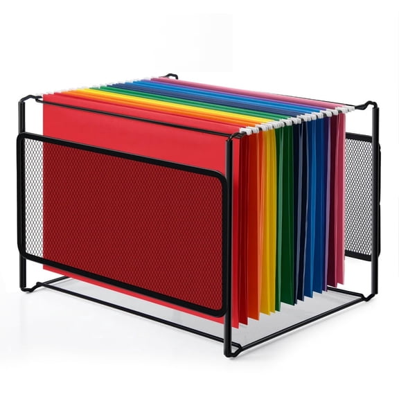 Hanging File Organizer — Letter-Size Metal Mesh File Sorter, Space-Saving Home Office Storage Bin