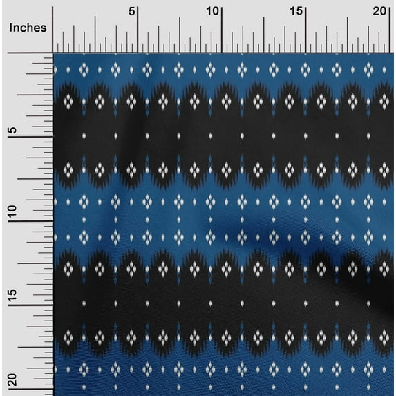 oneOone Silk Tabby Fabric Big Motif Ikat Printed Fabric 1 Yard 42 Inch Wide