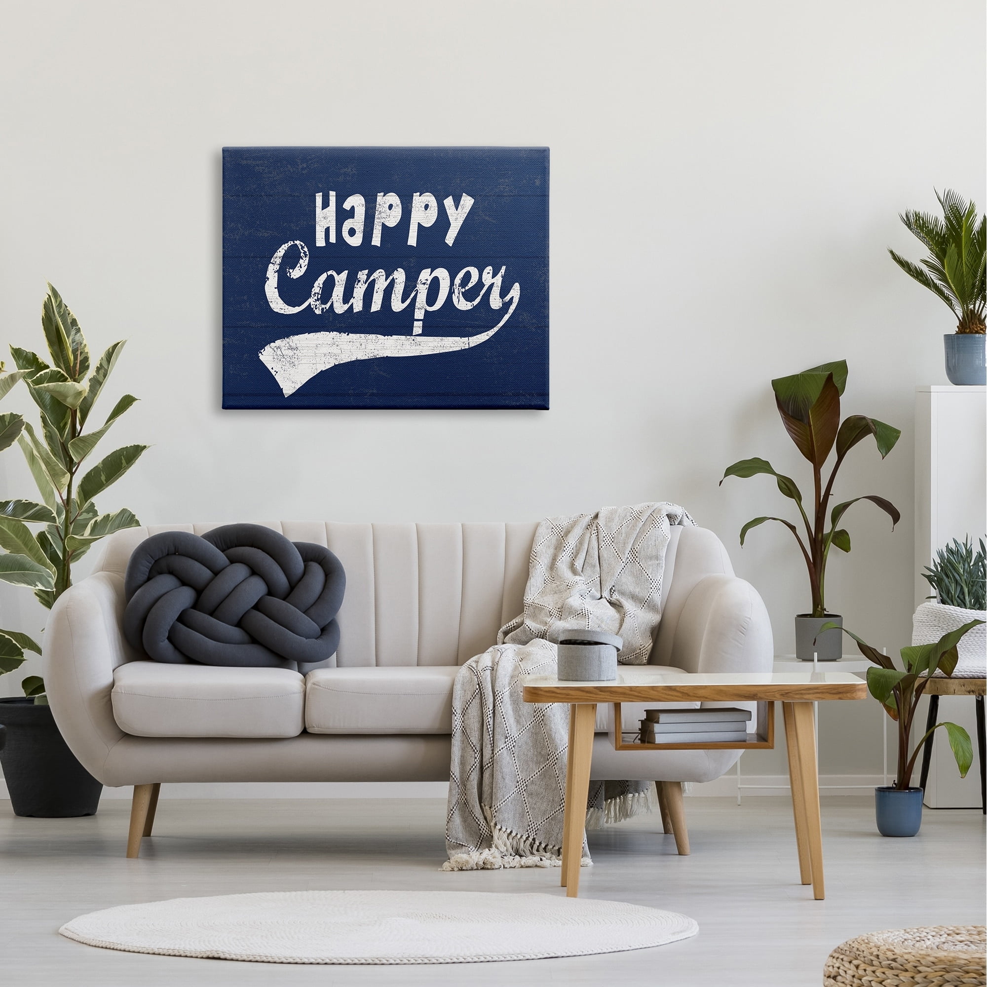Stupell Industries Blue Vintage Style Happy Camper Typography , 40 x 30, Design by Lil' Rue
