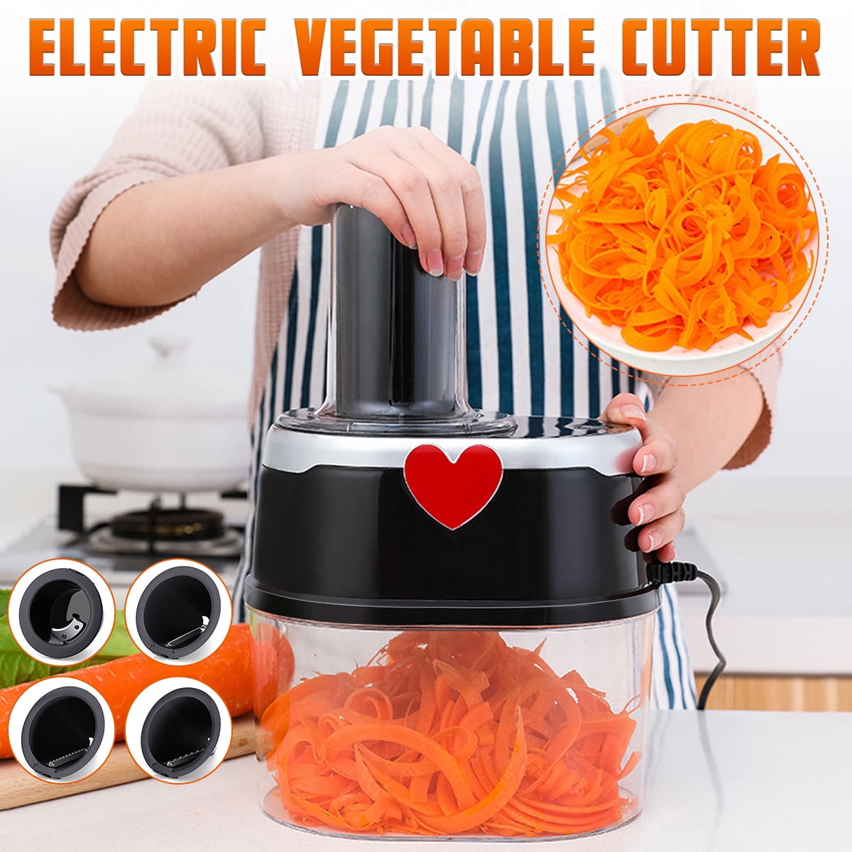 2L Electric Vegetable Fruit Cutter Cheese Chopper Grater Cucumber