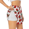 thumbnail image 1 of Balery Hand Drawn Strawberry Pantalones cortos deportivos para mujer con forro y dos bolsillos, elásticos, para entrenamiento, gimnasio, yoga-XX-Large, 1 of 7