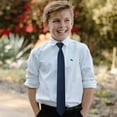 thumbnail image 3 of Ties for Child Navy Blue Solid Color Pre-Tied Necktie Weddings School Uniforms Kids Tie, 3 of 8