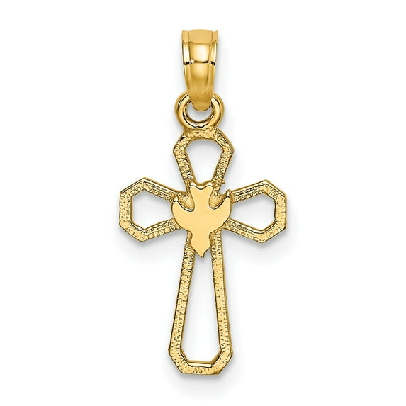 FB Jewels 14K Yellow Gold Cross with Dove Cut Out Pendant
