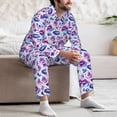 thumbnail image 7 of Lsque crystal Skull record lips Pattern Long Sleeve Pajama Set for Men - Soft 2-Piece Sleepwear and Loungewear Set with Pockets, Comfy Nightwear-Medium, 7 of 7