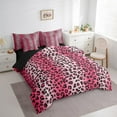thumbnail image 3 of Erosebridal Jungle Wild Animal Bed in a Bag Twin Size,Cheetah Print Bed Set, Pink Line Leopard Print Bedding Twin Size For Teens, Breathable Room Decor Reversible,7 Pieces, 3 of 6