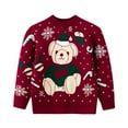 thumbnail image 1 of URMAGIC 2-7T Child Girl Boy Christmas Cartoon Bear Sweater Striped Knit Pullover, 1 of 6