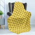 thumbnail image 4 of Queen Bee Soft Flannel Fleece Throw Blanket, Repeating Continuous Print of Striped Buzzing Flies, Cozy Plush for Indoor and Outdoor Use, 50" x 70", Mustard Charcoal Grey, by Ambesonne, 4 of 5