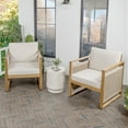 thumbnail image 2 of Gable Mid-Century Modern Roped Acacia Wood Outdoor Patio Chair with Cushions, Beige/Light Teak (Set of 2), 2 of 9