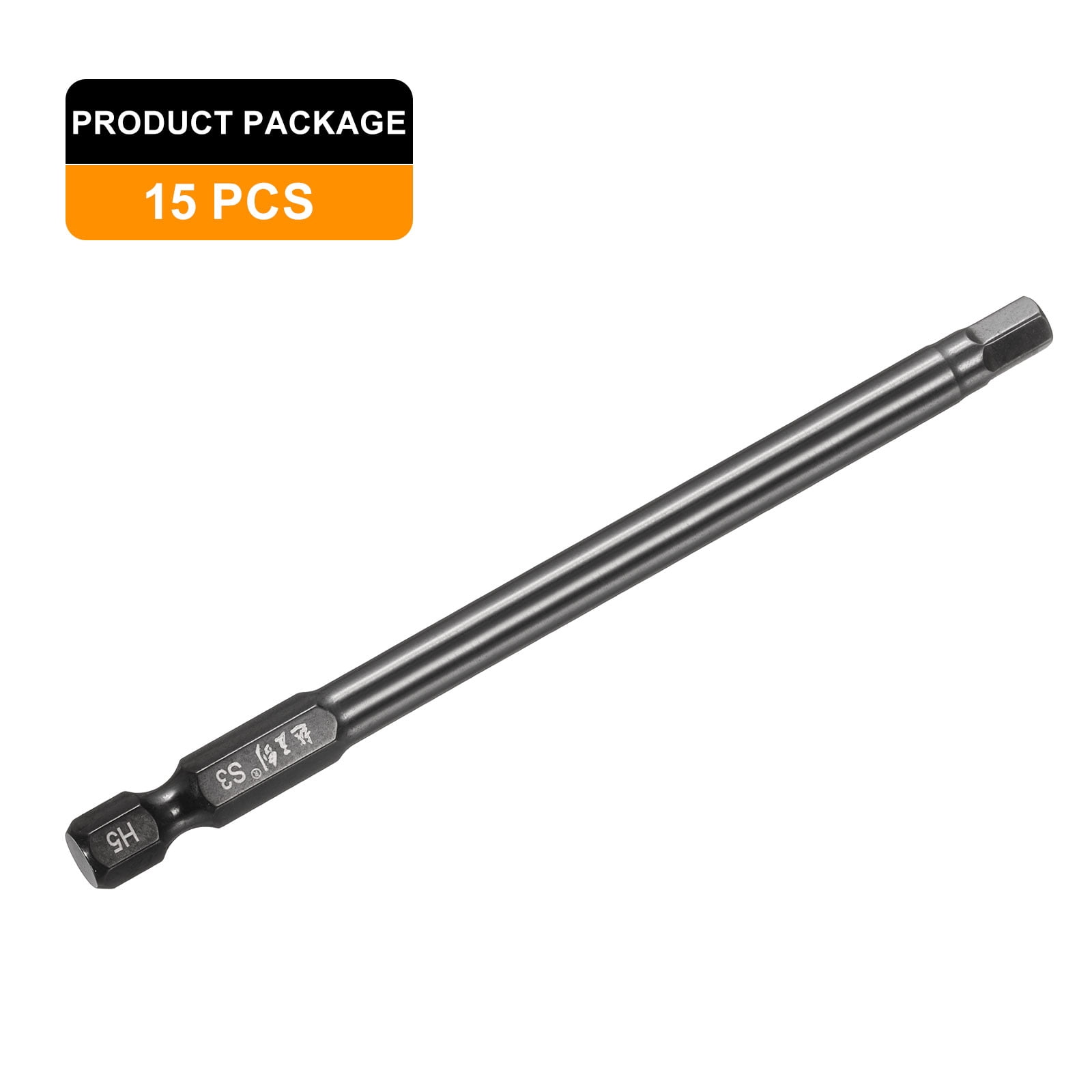 Uxcell 15pcs Hex Head Wrench Drill Bit 5mm(H5) Metric 1/4" Hex Shank 4"(100mm) Length S3 Steel Magnetic Impact Drivers Screwdriver Bit Industrial Grade Hexagon Electric Drill Bits