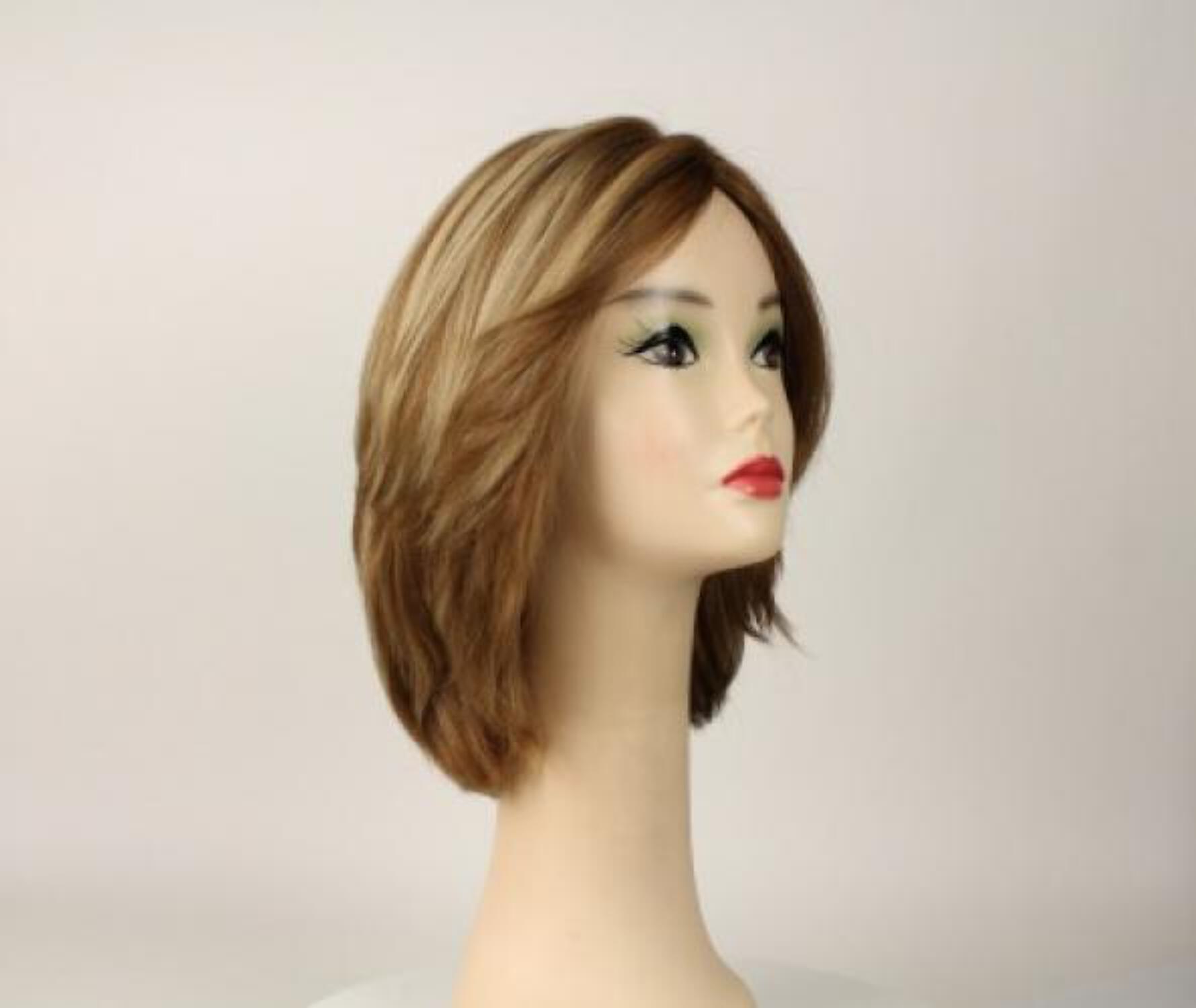 European Human Hair Freeda Wig Regina Blonde With Highlights Multi-Directional Skin Top Size L