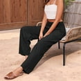 thumbnail image 3 of Women'S High Waist Wide Leg Pants Summer Flowy Beach Casual Pants with Pockets Black L, 3 of 8