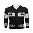 thumbnail image 3 of Cardigan de Noël pour Hommes Manches Longues Col Châle Imprimé Renne Flocon de Neige Tricot, 3 of 5
