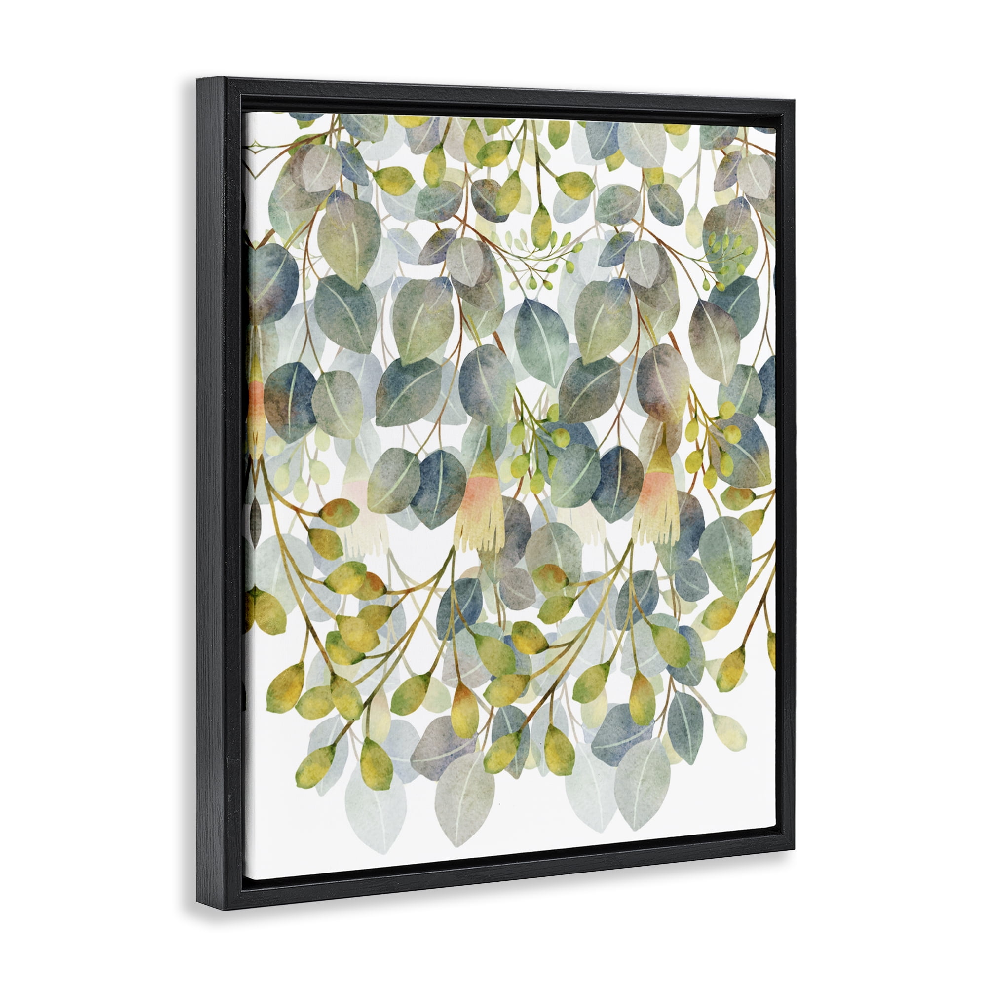 Stupell Industries Hanging Layered Botanicals Black Framed Floater Canvas Wall Art, design by Marcus Prime