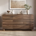 thumbnail image 4 of Aufeile 9 Drawer Dresser for Bedroom, 58.93" Modern Wood Dresser with Curved Design, Chest of Drawers, Walnut, 4 of 12