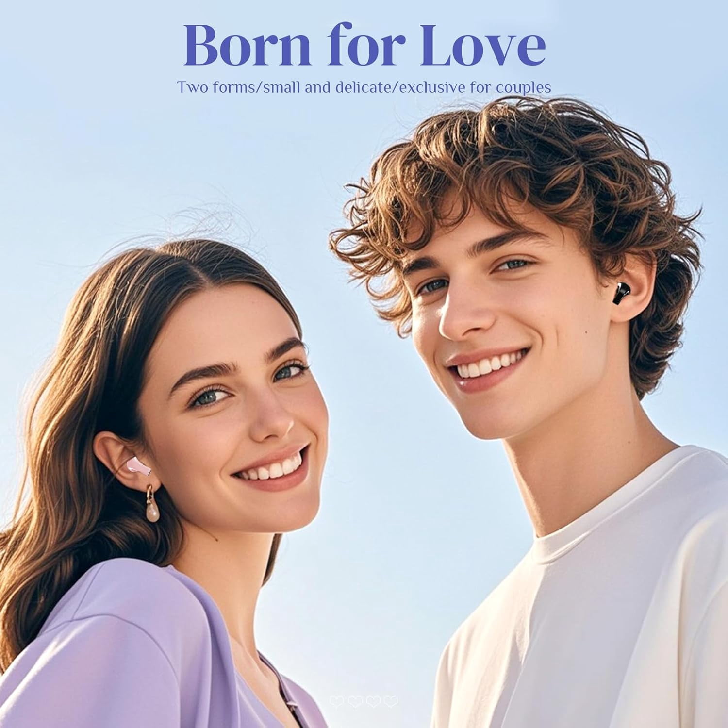 Pink Heart Wireless Earbuds for Girls Kids, Cute Small Mini Tiny Invisible Earbuds Wireless Bluetooth for Small Ears Canals Women Rose Gold Kawai Blue Tooth Ear Buds for iPhone Android, Black