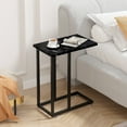 thumbnail image 3 of VECELO C-Shaped End Table, Side Table for Sofa, Couch Table with Metal Frame, Small TV Tray Table for Living Room, Bedroom, Marble Black, 3 of 6