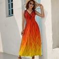 thumbnail image 5 of Red Orange Yellow Burning Flames And Fire Sleeveless Dress Dresses Women Summer Evening Dresses Ladies Bohemia Long Dresses, 5 of 9