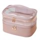thumbnail image 1 of El maquillaje de doble capa empaqueta el bolso cosmético ligero de la PU del PVC para los regalos de vacaciones de las mujeres, 1 of 9