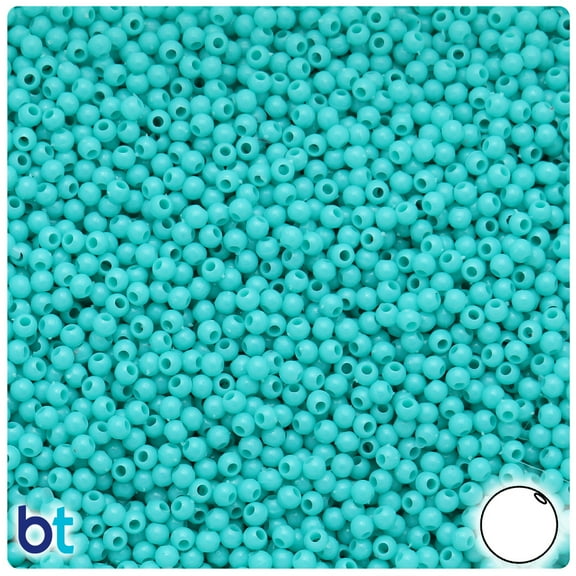 BeadTin Light Turquoise Opaque 3mm Round Plastic Beads (2500pcs)