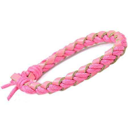 Fashion Jewelry Handmade Genuine Pink leather Hemp adjustable bracelet - women L019