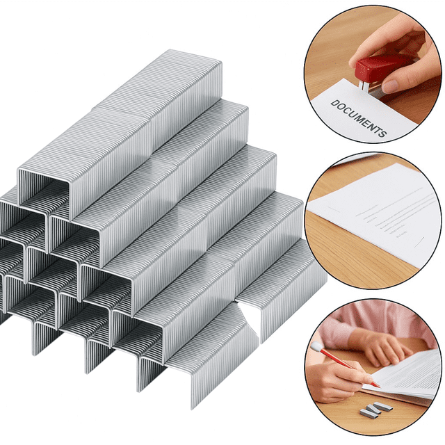 Set 10,000 Grapas Para Engrapadora 26/6 Acero Para Oficina Color Gris