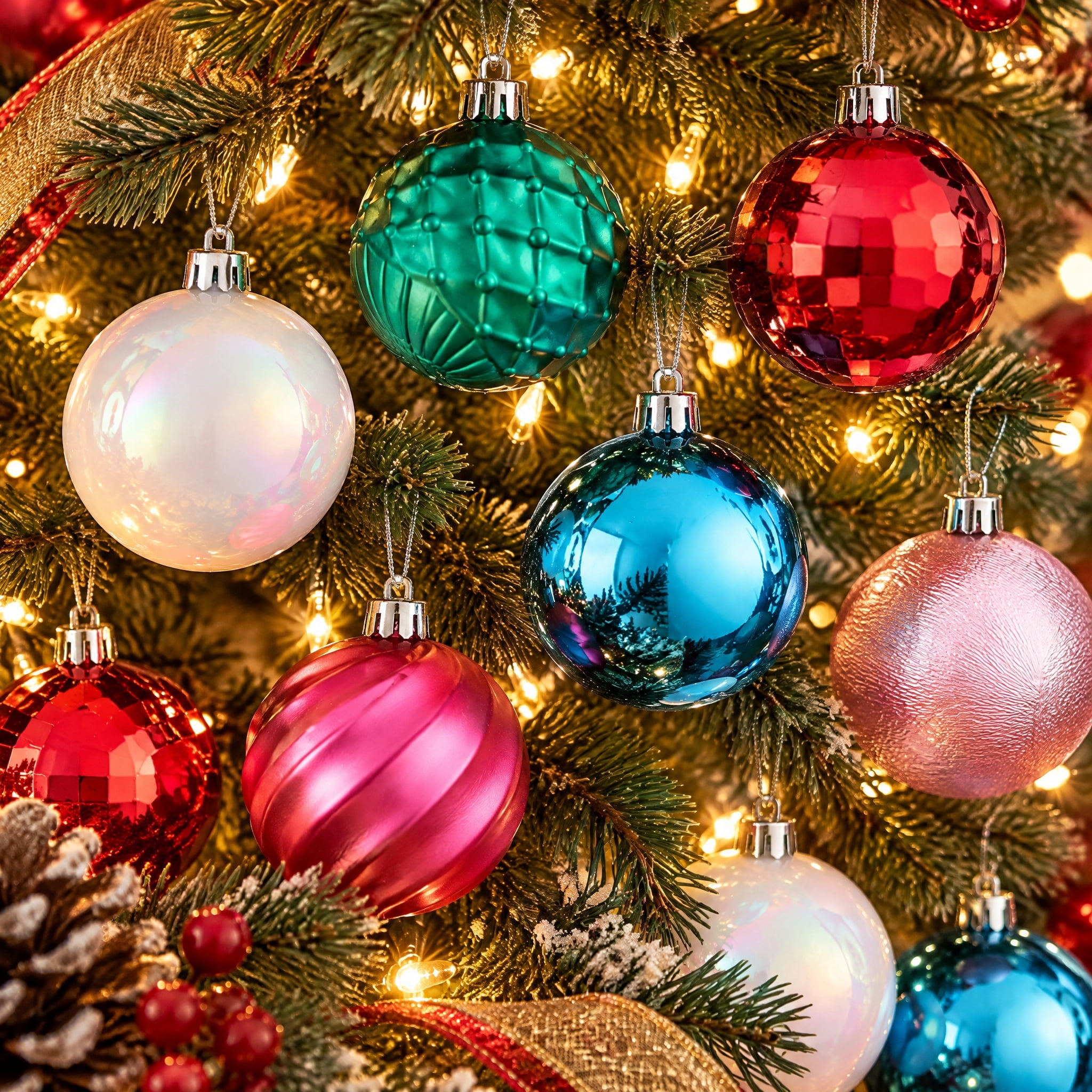24-Count Multicolor Bright Ball Shatterproof Christmas Ornaments, 2.8", by Holiday Time