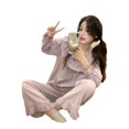 thumbnail image 5 of Pijama de encaje estilo princesa de jacquard de algodón puro de otoño, traje holgado para mujer, ropa de casa a la moda, 5 of 5